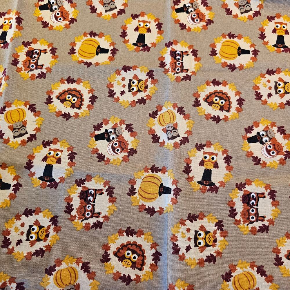 Cotton Fabric Assorted Quilt Craft Brown Tan Floral Animal Fall Leaves Lot of 11 - Picture 15 of 16
